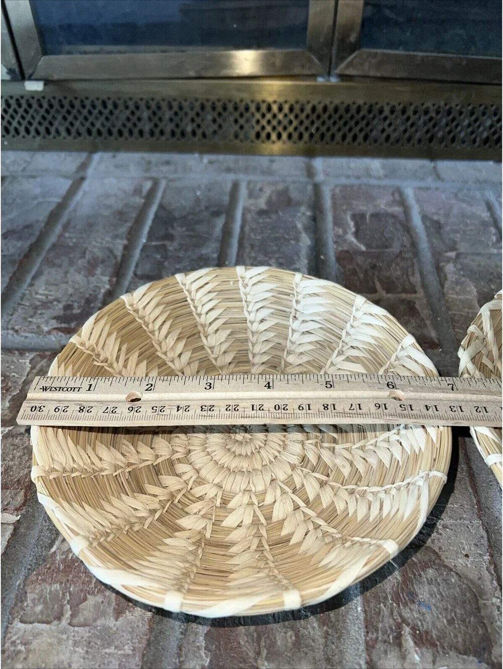 Set Of Two Shallow Stacking  Baskets. 7” And 8”